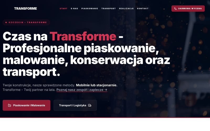 Transforme – podgląd strony